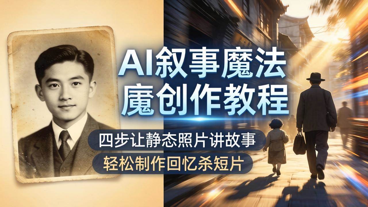 （18208期）AI叙事魔法创作教程，四步让静态照片讲故事，老照片修复加动态特效，轻松制作回忆杀短片-三月轻创