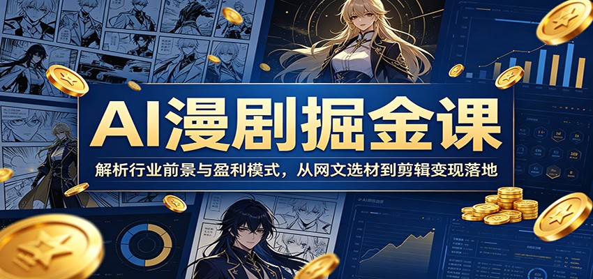 AI漫剧掘金课:解析行业前景与盈利模式,从网文选材到剪辑变现落地-三月轻创