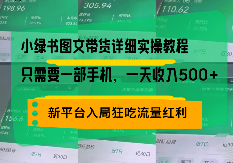 小绿书图文带货详细实操教程，只需要一部手机，一天收入500+，轻松变现-三月轻创