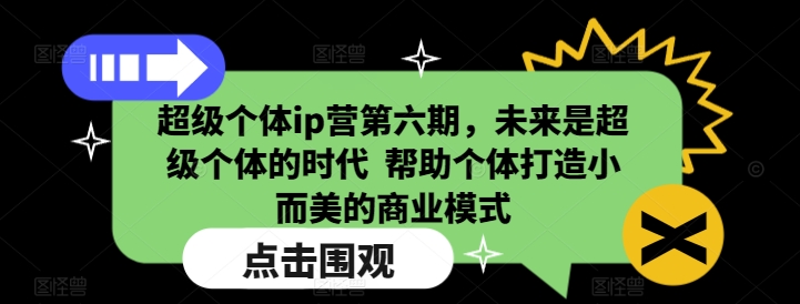 超级个体ip营第六期，未来是超级个体的时代  帮助个体打造小而美的商业模式-三月轻创