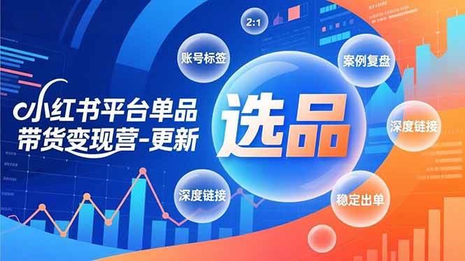 （16979期）小红书平台单品带货变现营-更新，极致选品、账号标签、案例复盘，深度链接，快速启动稳定出单-三月轻创