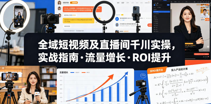 全域短视频及直播间千川实操，实战指南·流量增长·ROI提升-三月轻创