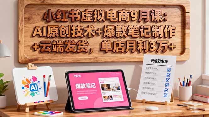 （16287期）小红书虚拟电商9月课：AI原创技术+爆款笔记制作+云端发货，单店月利3万+-三月轻创