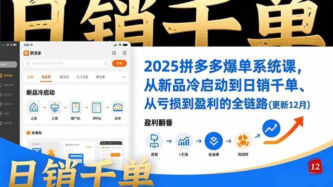 （16894期）2025拼多多爆单系统课，从新品冷启动到日销千单、从亏损到盈利的全链路（更新12月）-三月轻创