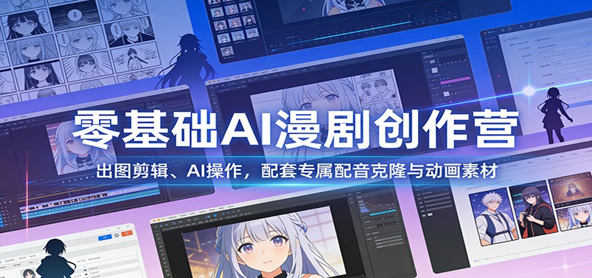 零基础AI漫剧创作营:出图剪辑、AI操作,配套专属配音克隆与动画素材-三月轻创