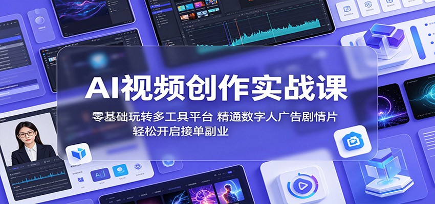 AI视频创作实战课:零基础玩转多工具平台,精通数字人广告、剧情片,轻松开启接单副业-三月轻创