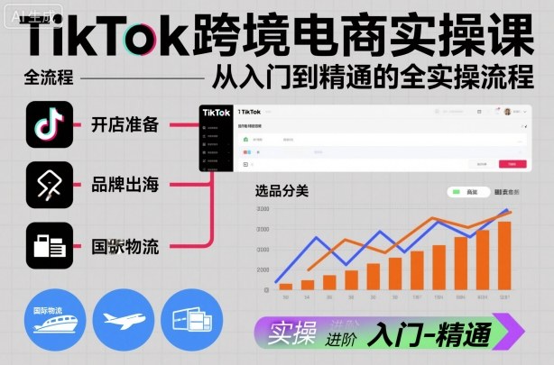 TikTok跨境电商实操课，从入门到精通的全实操流程-三月轻创