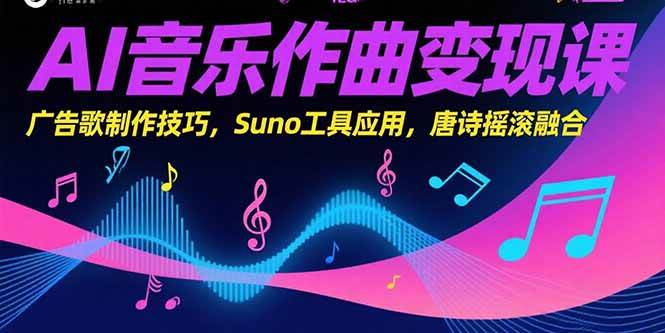 （15370期）AI音乐作曲变现课，广告歌制作技巧，Suno工具应用，唐诗摇滚融合-三月轻创