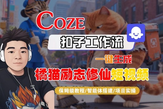 Coze扣子智能体工作流一键生成“橘猫励志修仙“短视频，全流程保姆级教学-三月轻创