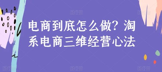 电商到底怎么做？淘系电商三维经营心法-三月轻创