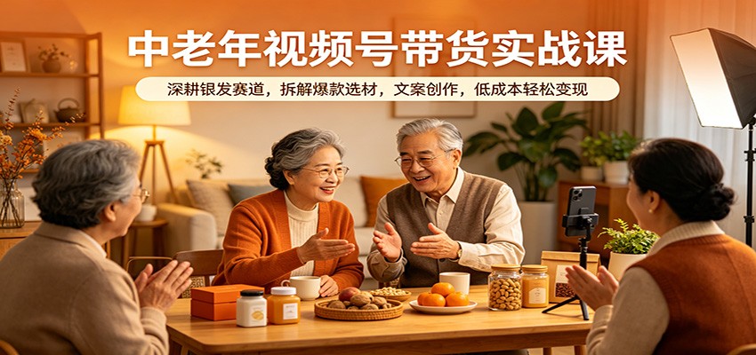 中老年视频号带货实战课：深耕银发赛道，拆解爆款选材，文案创作，低成本轻松变现-三月轻创