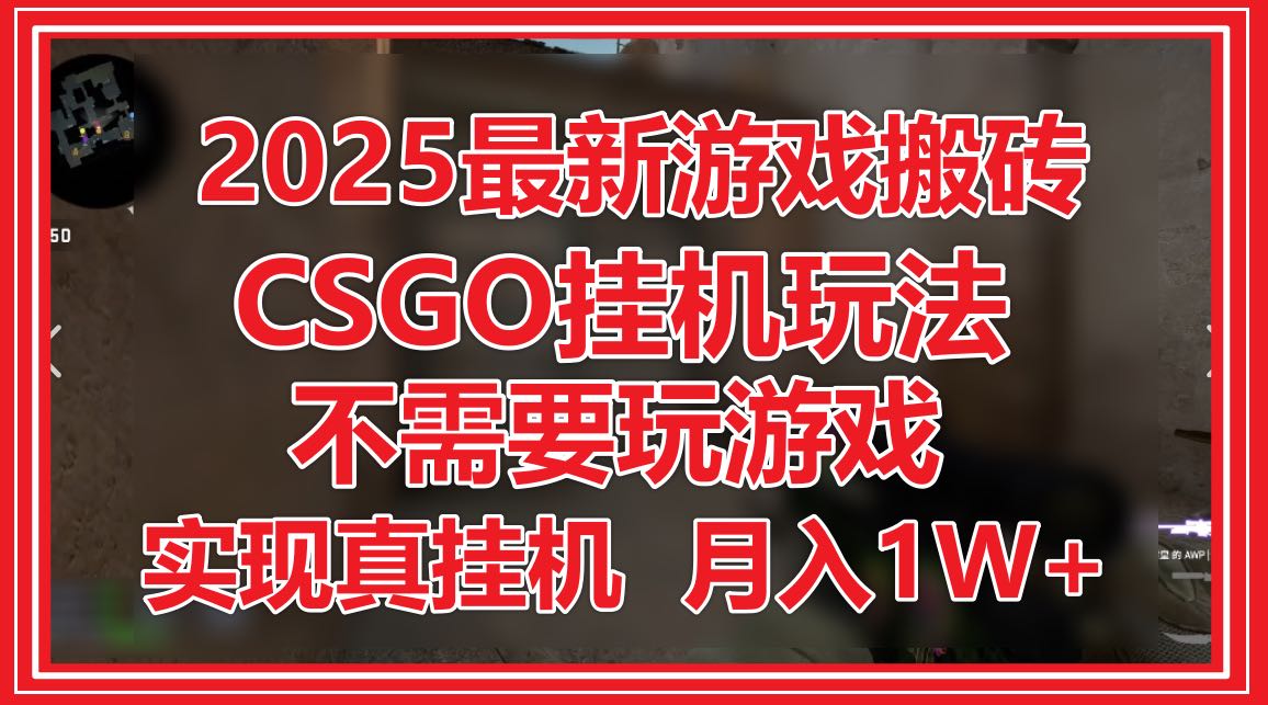 2025最新游戏搬砖，CSGO挂机，不需要玩游戏，实现真挂机，月入1W+-三月轻创