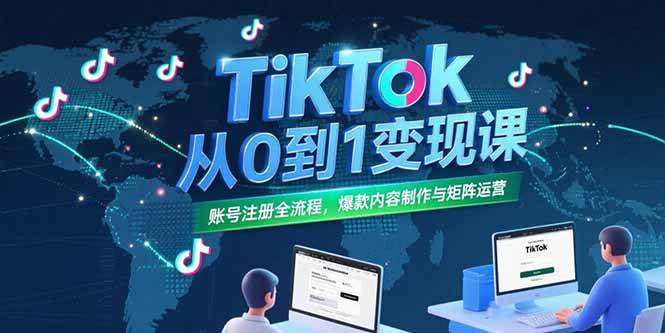 （15346期）TikTok从0到1变现课，账号注册全流程，爆款内容制作与矩阵运营-三月轻创