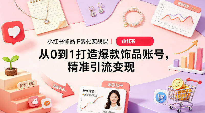 小红书饰品IP孵化实战课｜从0到1打造爆款饰品账号，精准引流变现-三月轻创