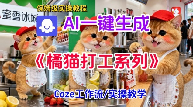 Coze扣子工作流一键生成胖橘猫打工短视频，保姆级实操搭建教学-三月轻创