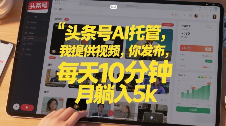 头条号AI托管，我提供视频，你发布，每天10分钟，月躺入5k+【揭秘】-三月轻创