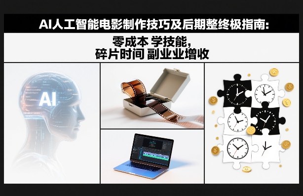 AI人工智能电影制作技巧及后期完整终极指南：零成本学技能，碎片时间副业增收-三月轻创