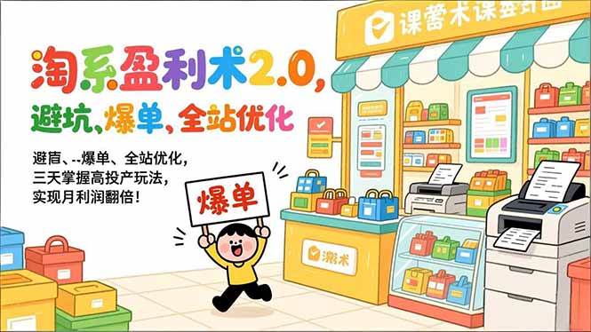 （17127期）淘系盈利术2.0，避坑、爆单、全站优化，三天掌握高投产玩法，实现月利润翻倍！-三月轻创