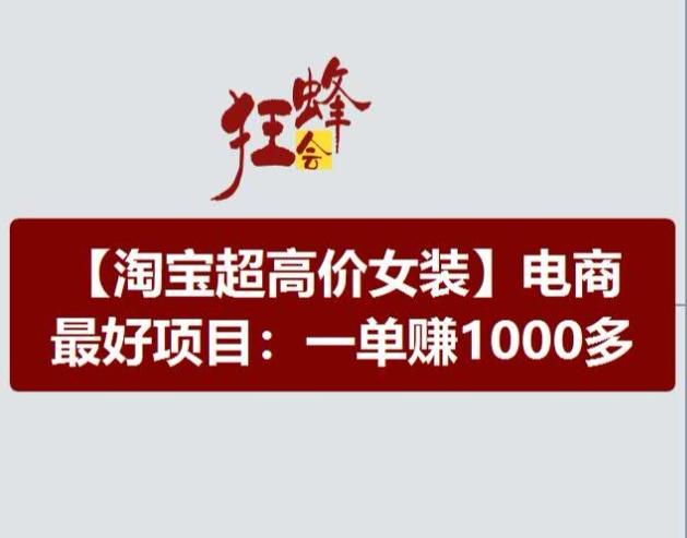 淘宝超高价女装项目，电商最好赛道，一单赚1000多-三月轻创