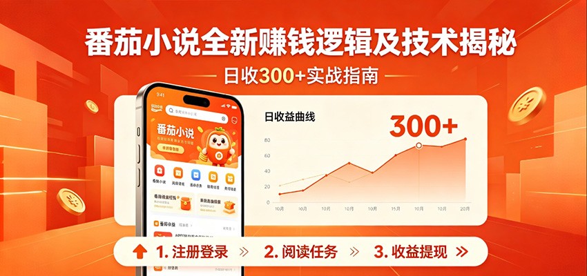 番茄小说全新赚钱逻辑及技术日收300+，小白新书皆可做！无脑赚就行了！-三月轻创