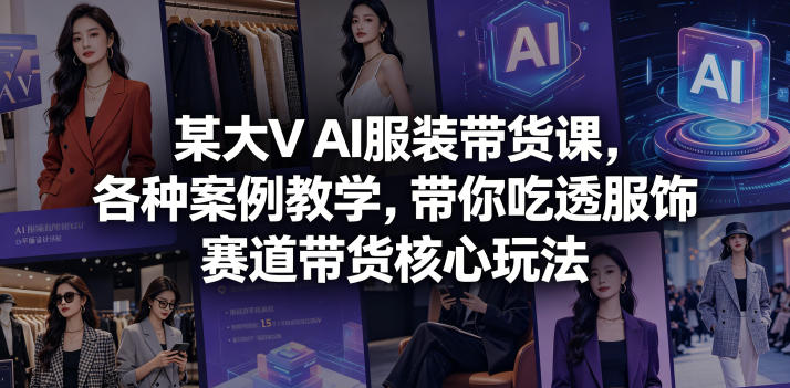某大V AI服装带货课,各种案例教学,带你吃透服饰赛道带货核心玩法-三月轻创
