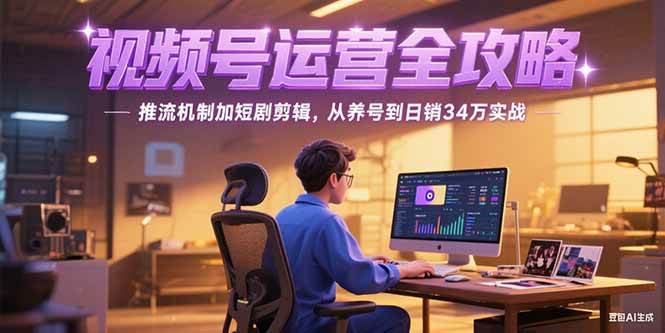 （15217期）2025视频号运营全攻略，推流机制加短剧剪辑，从养号到日销34万实战-三月轻创