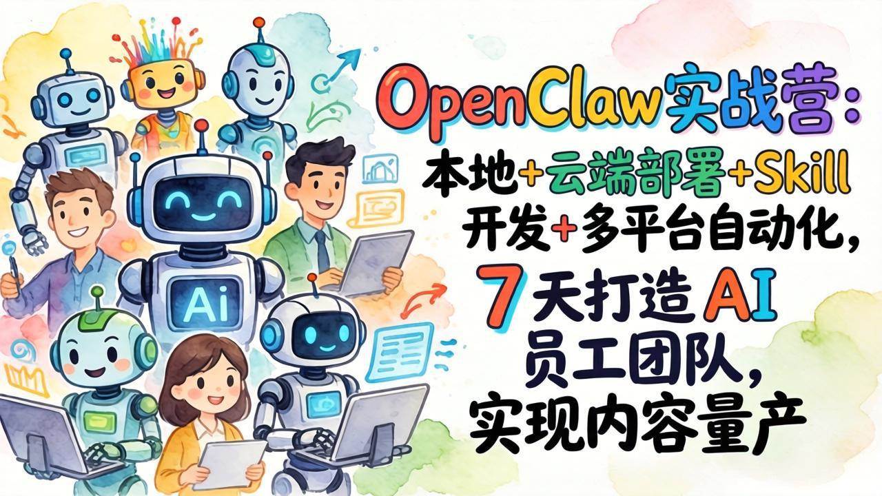 （17673期）OpenClaw实战营-更新：本地+云端部署+Skill开发+多平台自动化，7天打造AI员工团队+实现内容量产-三月轻创