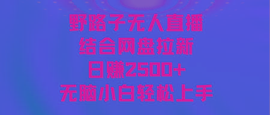 无人直播野路子结合网盘拉新，日赚2500+多平台变现，小白无脑轻松上手操作-三月轻创