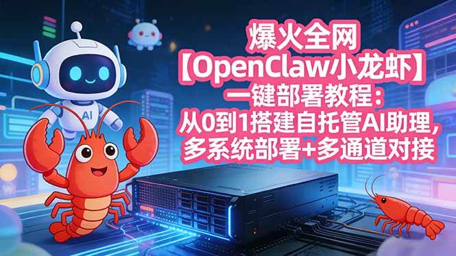 （17612期）爆火全网【OpenClaw 小龙虾】一键部署教程：从0到1搭建自托管AI助理，多系统部署+多通道对接-三月轻创