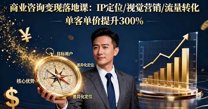 （16249期）商业咨询变现落地课：IP定位/视觉营销/流量转化，单客单价提升300%-三月轻创