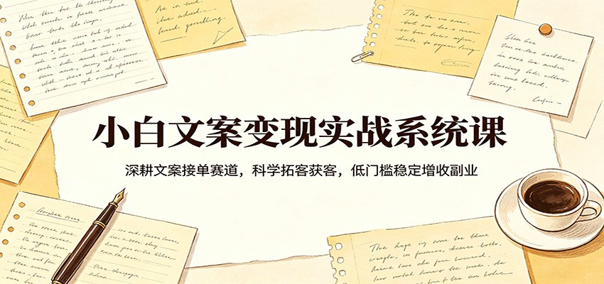 小白文案变现实战系统课：深耕文案接单赛道，科学拓客获客，低门槛稳定增收副业-三月轻创