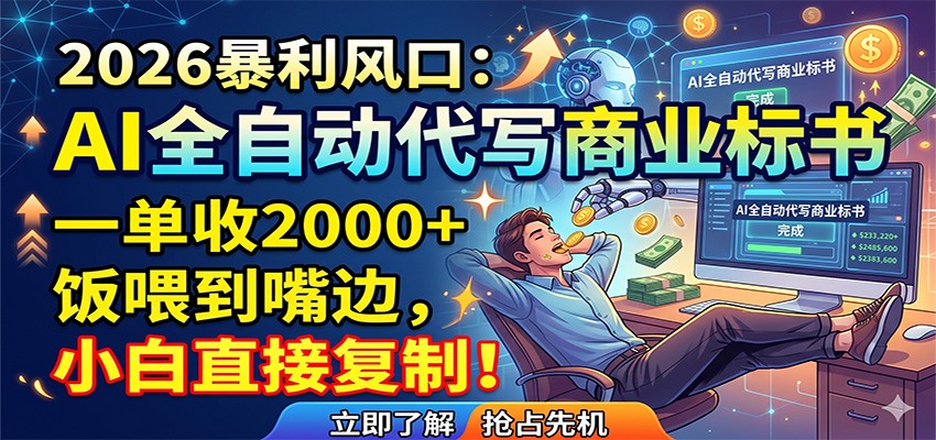 AI全自动代写商业标书,一单收2000+,饭喂到嘴边,小白直接复制-三月轻创