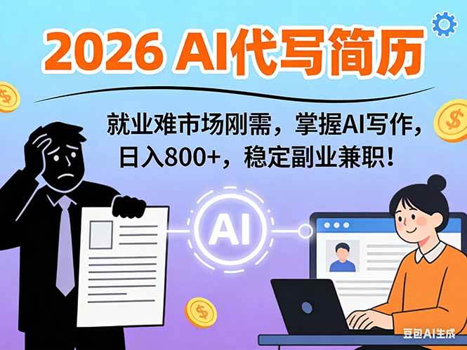 （17119期）AI代写简历，超暴利，用万能模板月入1-3万实战教程，2026年市场刚需！-三月轻创
