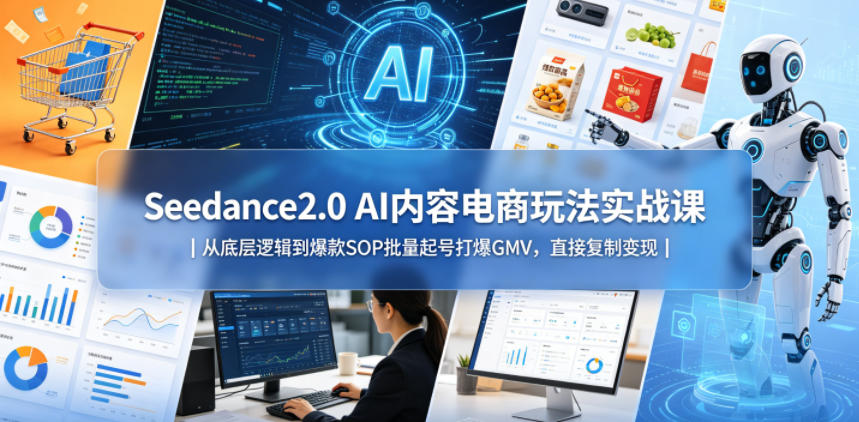 Seedance2.0 AI内容电商玩法实战课｜从底层逻辑到爆款SOP批量起号打爆GMV，直接复制变现-三月轻创
