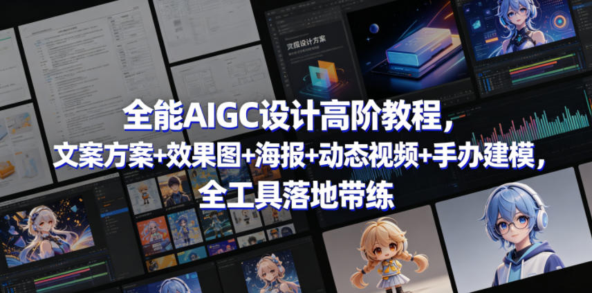 全能AIGC设计高阶教程，文案方案+效果图+海报+动态视频+手办建模，全工具落地带练-三月轻创