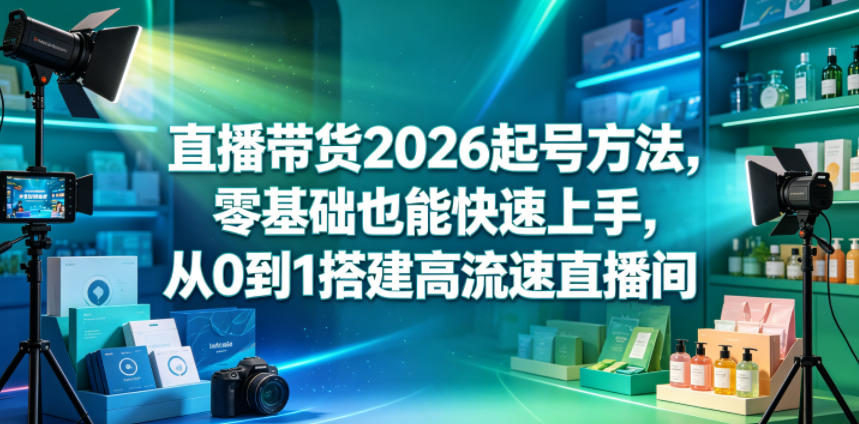 直播带货2026起号方法,零基础也能快速上手,从0到1搭建高流速直播间-三月轻创