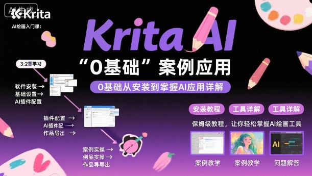 Krita AI绘画入门课，0基础从安装到案例应用krita AI使用详解-三月轻创