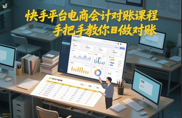 快手平台电商会计对账课程，手把手教你做对账-三月轻创
