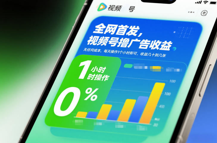 全网首发，视频号撸广告收益，无任何成本，每天操作1个小时即可，收益几十到几张-三月轻创