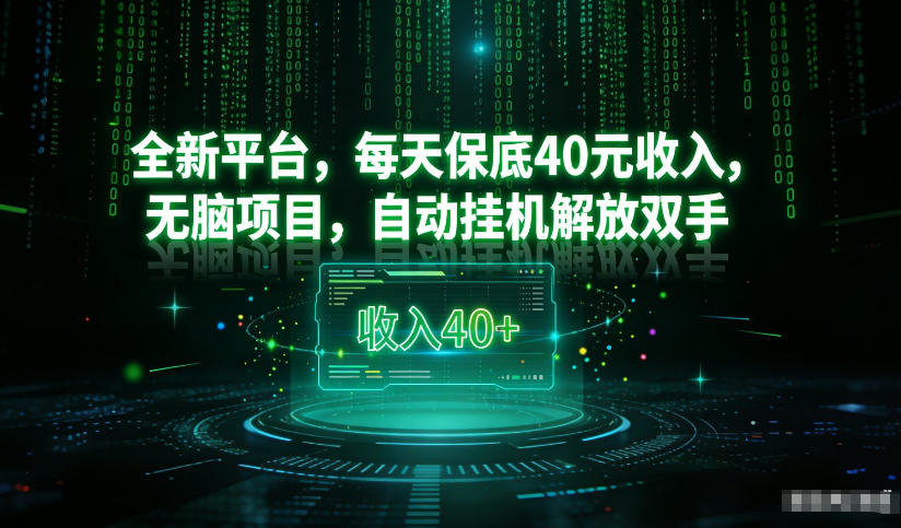最新看广平台，每天保底30-4米，无脑项目，自动挂G解放双手【揭秘】-三月轻创