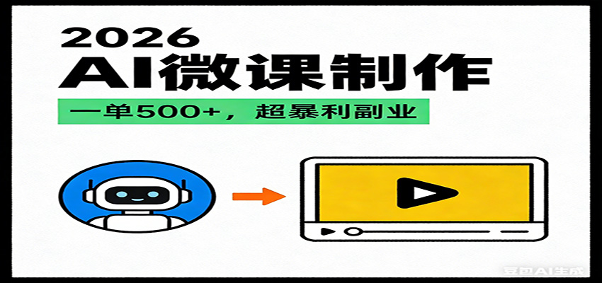 2026AI 风口最稳副业：微课代写制作，一单 500+，人人可做的蓝海项目-三月轻创