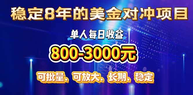 （15782期）稳定8年的美金对冲创业项目，单人每日收益800-3000，小众暴力项目-三月轻创