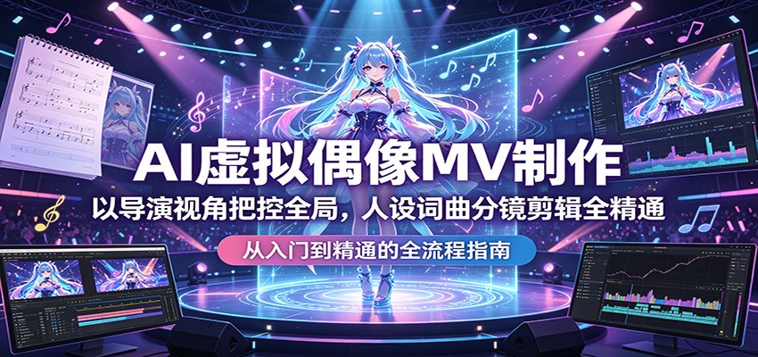 AI虚拟偶像MV制作：以导演视角把控全局，人设词曲分镜剪辑全精通-三月轻创