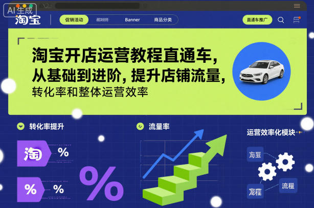 淘宝开店运营教程直通车,从基础到进阶,提升店铺流量,转化率和整体运营效率(更新26年05月27日)-三月轻创