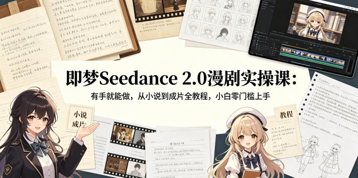即梦Seedance 2.0漫剧实操课:有手就能做,从小说到成片全教程,小白零门槛上手 即梦Seedance 2.0漫剧实操课:有手就能做,从小说到成片全教程,小白零门槛上手