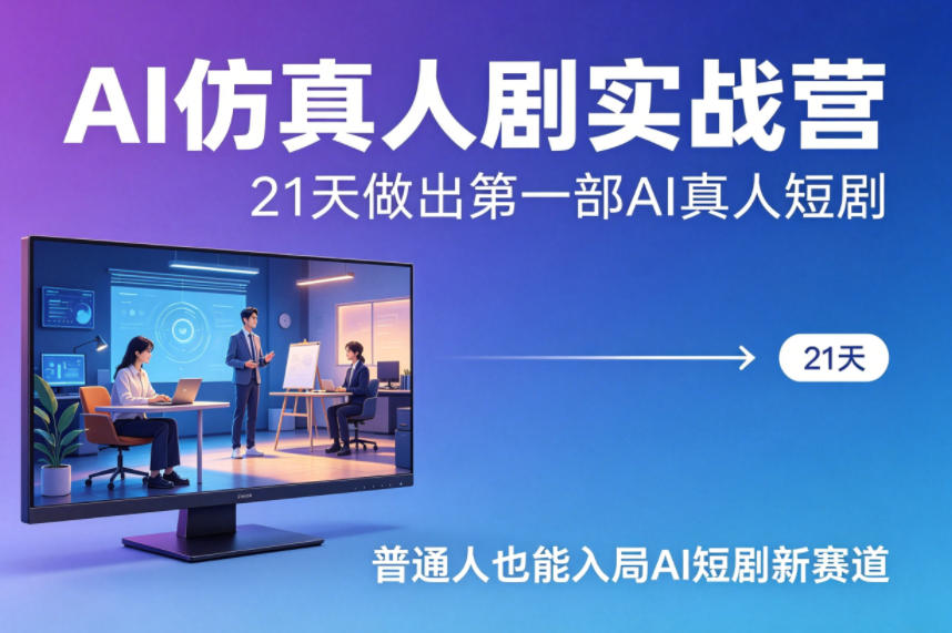 AI仿真人剧实战营，21天做出第一部AI真人短剧，普通人也能入局AI短剧新赛道-三月轻创