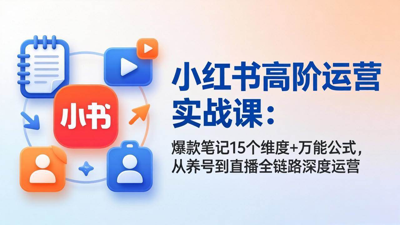（17844期）小红书高阶运营实战课：爆款笔记15个维度+万能公式，从养号到直播全链路深度运营-三月轻创