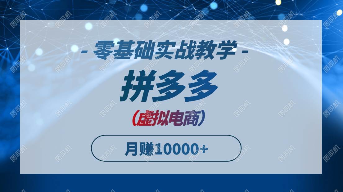 （14880期）拼多多虚拟电商，零基础实战教学，快速打爆商品，新手也能月入10000+-三月轻创