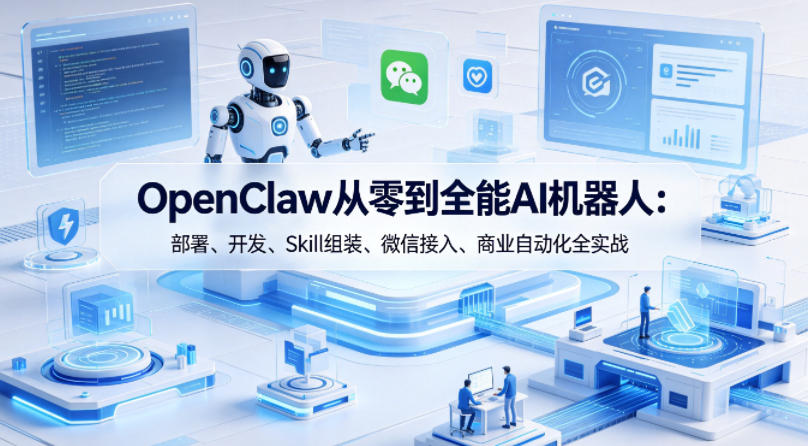 OpenClaw从零到全能AI机器人：部署、开发、Skill组装、微信接入、商业自动化全实战-三月轻创
