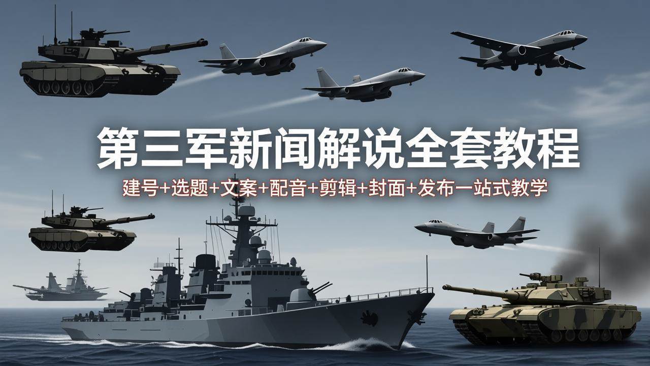 （18081期）第三军迷新闻解说全套教程：建号+选题+文案+配音+剪辑+封面+发布一站式教学-三月轻创